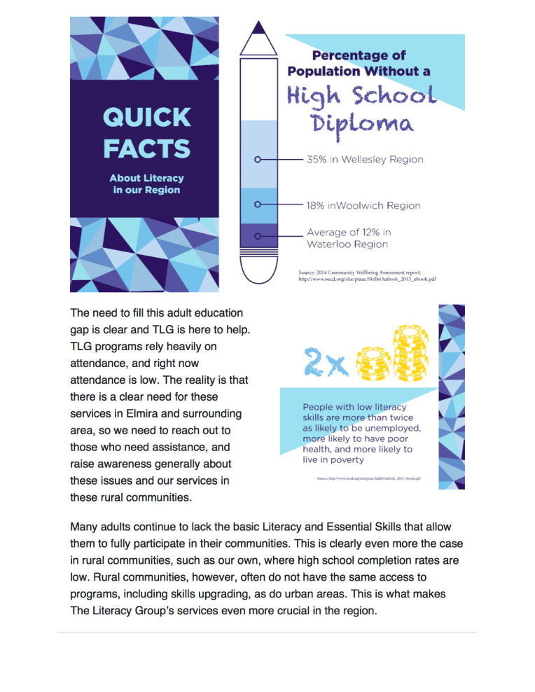 The Literacy Group - Media Release - Elmira 2015 - 2